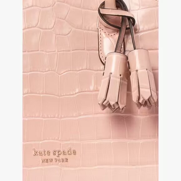 NWT ⭐ K9891 Knott Croc-embossed Leather & Suede Medium Satchel ⭐NWT & DUST BAG - Picture 8 of 17